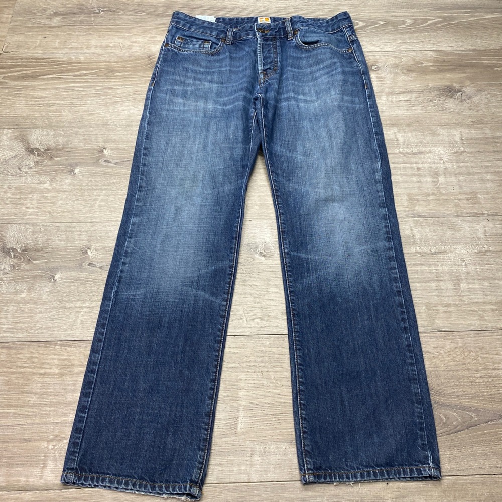 Hugo Boss‎ Jeans Orange Mens 34x30 Blue Regular Straight Leg Denim Buttonfly